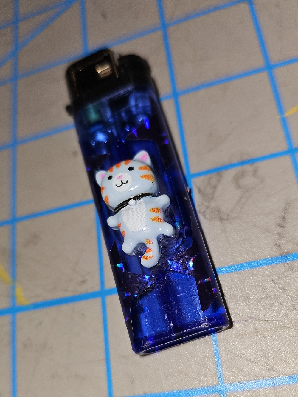 Blue Translucent Cat Sticker Lighter - Picture 3 of 3